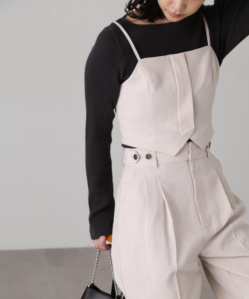 FREE'S MART(フリーズマート)の「気流染めフロントジップビスチェ(ベスト・レディース・ライトグリーン/グレー/ベージュ/ホワイト・FREE)」の2枚目の写真