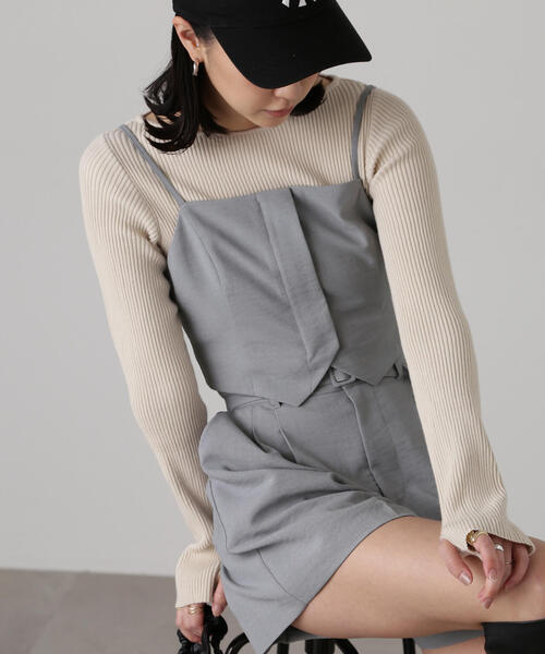 FREE'S MART(フリーズマート)の「気流染めフロントジップビスチェ(ベスト・レディース・ライトグリーン/グレー/ベージュ/ホワイト・FREE)」の6枚目の写真