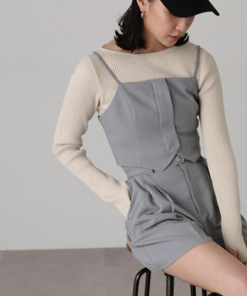 FREE'S MART(フリーズマート)の「気流染めフロントジップビスチェ(ベスト・レディース・ライトグリーン/グレー/ベージュ/ホワイト・FREE)」の10枚目の写真