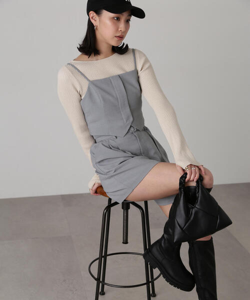 FREE'S MART(フリーズマート)の「気流染めフロントジップビスチェ(ベスト・レディース・ライトグリーン/グレー/ベージュ/ホワイト・FREE)」の13枚目の写真