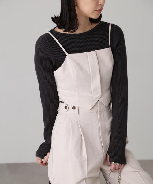 FREE'S MART(フリーズマート)の「気流染めフロントジップビスチェ(ベスト・レディース・ライトグリーン/グレー/ベージュ/ホワイト・FREE)」の19枚目の写真