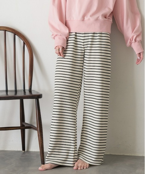 ad thie（アドティエ）の「リラックス ボーダーパンツ（その他パンツ・レディース・ブラック/アイボリー・FREE）」の10枚目の写真