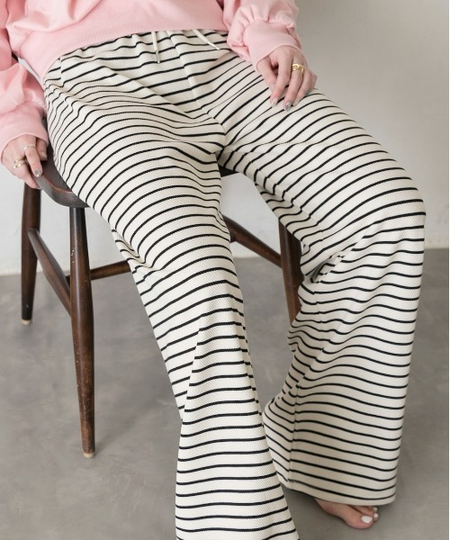 ad thie（アドティエ）の「リラックス ボーダーパンツ（その他パンツ・レディース・ブラック/アイボリー・FREE）」の12枚目の写真