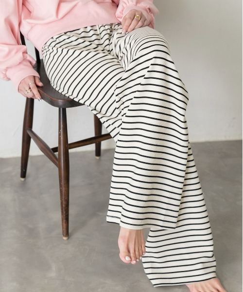 ad thie（アドティエ）の「リラックス ボーダーパンツ（その他パンツ・レディース・ブラック/アイボリー・FREE）」の13枚目の写真