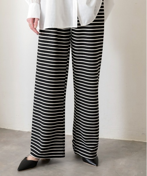 ad thie（アドティエ）の「リラックス ボーダーパンツ（その他パンツ・レディース・ブラック/アイボリー・FREE）」の8枚目の写真