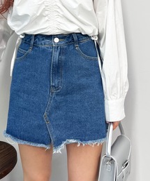 フロントスリットデニムミニスカート