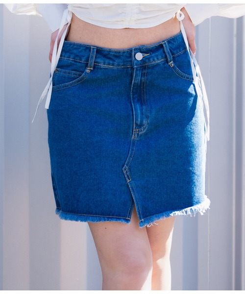 ANAP（アナップ）の「フロントスリットデニムミニスカート（デニムスカート・レディース・ブルー/ブラック・S/M）」の9枚目の写真