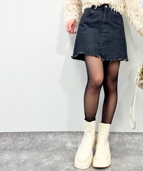 ANAP（アナップ）の「フロントスリットデニムミニスカート（デニムスカート・レディース・ブルー/ブラック・S/M）」の15枚目の写真