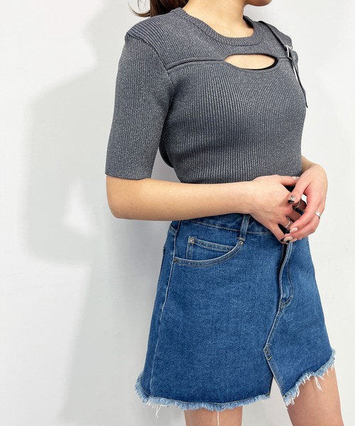 ANAP（アナップ）の「フロントスリットデニムミニスカート（デニムスカート・レディース・ブルー/ブラック・S/M）」の7枚目の写真