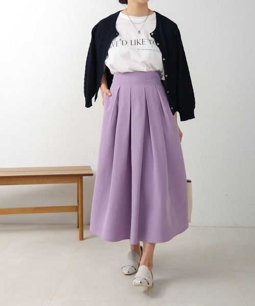 Bou Jeloud（ブージュルード）の「ソフトグログランタックフレアスカート（スカート・レディース・ブラック/ラベンダー・38）」の16枚目の写真