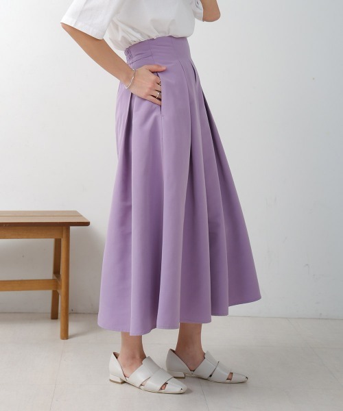 Bou Jeloud（ブージュルード）の「ソフトグログランタックフレアスカート（スカート・レディース・ブラック/ラベンダー・38）」の20枚目の写真