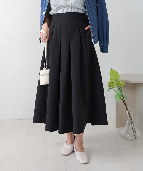 Bou Jeloud（ブージュルード）の「ソフトグログランタックフレアスカート（スカート・レディース・ブラック/ラベンダー・38）」の13枚目の写真