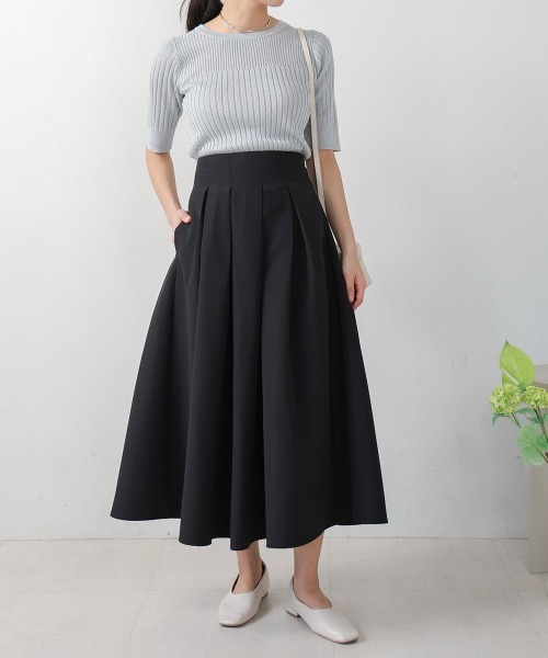 Bou Jeloud（ブージュルード）の「ソフトグログランタックフレアスカート（スカート・レディース・ブラック/ラベンダー・38）」の4枚目の写真