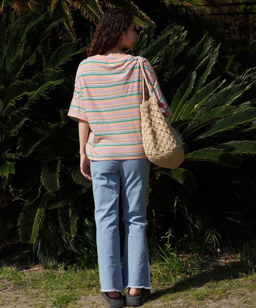 BILLABONG(ビラボン)の「BILLABONG/ビラボン クロップド丈 ボーダーTシャツ BE01C-205(Tシャツ/カットソー・レディース・ブルー系その他2/ブルー系その他/オレンジ系その他・M)」の9枚目の写真