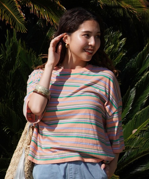 BILLABONG(ビラボン)の「BILLABONG/ビラボン クロップド丈 ボーダーTシャツ BE01C-205(Tシャツ/カットソー・レディース・ブルー系その他2/ブルー系その他/オレンジ系その他・M)」の5枚目の写真