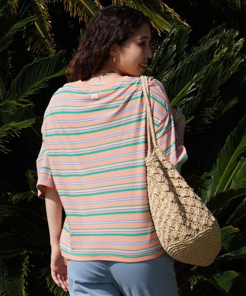 BILLABONG(ビラボン)の「BILLABONG/ビラボン クロップド丈 ボーダーTシャツ BE01C-205(Tシャツ/カットソー・レディース・ブルー系その他2/ブルー系その他/オレンジ系その他・M)」の7枚目の写真