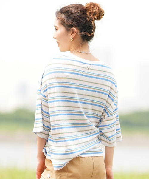 BILLABONG(ビラボン)の「BILLABONG/ビラボン クロップド丈 ボーダーTシャツ BE01C-205(Tシャツ/カットソー・レディース・ブルー系その他2/ブルー系その他/オレンジ系その他・M)」の13枚目の写真