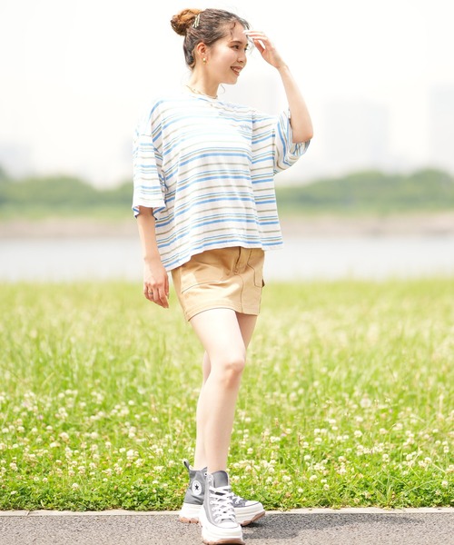 BILLABONG(ビラボン)の「BILLABONG/ビラボン クロップド丈 ボーダーTシャツ BE01C-205(Tシャツ/カットソー・レディース・ブルー系その他2/ブルー系その他/オレンジ系その他・M)」の14枚目の写真