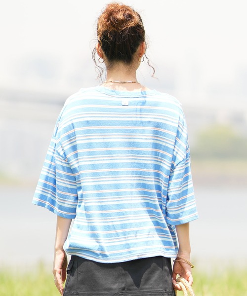 BILLABONG(ビラボン)の「BILLABONG/ビラボン クロップド丈 ボーダーTシャツ BE01C-205(Tシャツ/カットソー・レディース・ブルー系その他2/ブルー系その他/オレンジ系その他・M)」の18枚目の写真