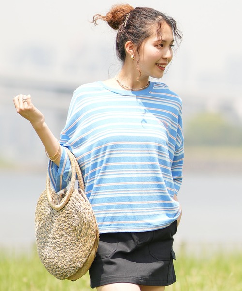 BILLABONG(ビラボン)の「BILLABONG/ビラボン クロップド丈 ボーダーTシャツ BE01C-205(Tシャツ/カットソー・レディース・ブルー系その他2/ブルー系その他/オレンジ系その他・M)」の16枚目の写真