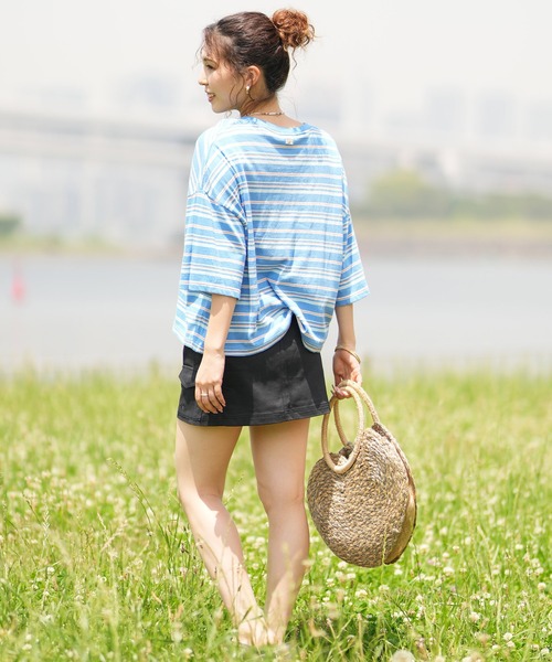 BILLABONG(ビラボン)の「BILLABONG/ビラボン クロップド丈 ボーダーTシャツ BE01C-205(Tシャツ/カットソー・レディース・ブルー系その他2/ブルー系その他/オレンジ系その他・M)」の20枚目の写真