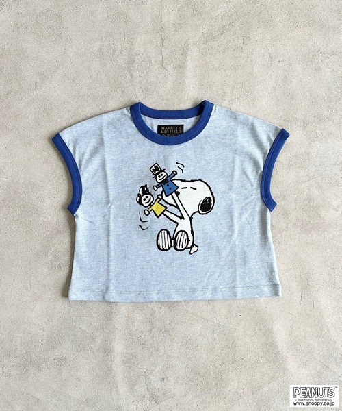 PEANUTS(ピーナッツ)の「【PEANUTS】スヌーピー/リンガーTシャツ(80~150cm)(Tシャツ/カットソー・キッズ・アイボリー/ブルー・100/130/80/120/110/90/150/140/95)」の2枚目の写真