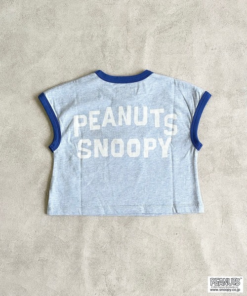 PEANUTS(ピーナッツ)の「【PEANUTS】スヌーピー/リンガーTシャツ(80~150cm)(Tシャツ/カットソー・キッズ・アイボリー/ブルー・100/130/80/120/110/90/150/140/95)」の3枚目の写真