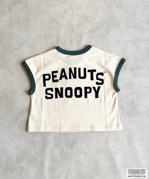PEANUTS(ピーナッツ)の「【PEANUTS】スヌーピー/リンガーTシャツ(80~150cm)(Tシャツ/カットソー・キッズ・アイボリー/ブルー・100/130/80/120/110/90/150/140/95)」の5枚目の写真