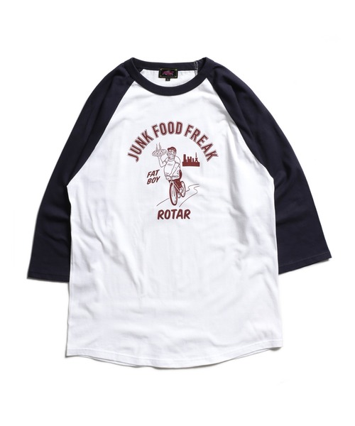 ROTAR（ローター）の「J&F DELIVERY Raglan Tee（Tシャツ/カットソー・メンズ・ブラック/ホワイト×ネイビー・LARGE/MEDIUM/X-LARGE/SMALL）」の5枚目の写真