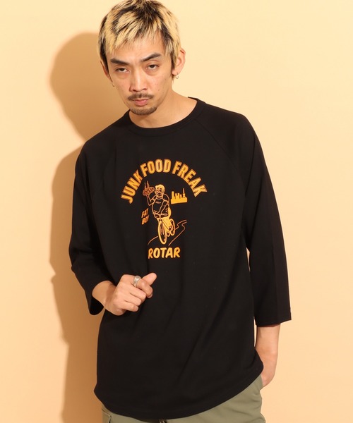 ROTAR（ローター）の「J&F DELIVERY Raglan Tee（Tシャツ/カットソー・メンズ・ブラック/ホワイト×ネイビー・LARGE/MEDIUM/X-LARGE/SMALL）」の3枚目の写真