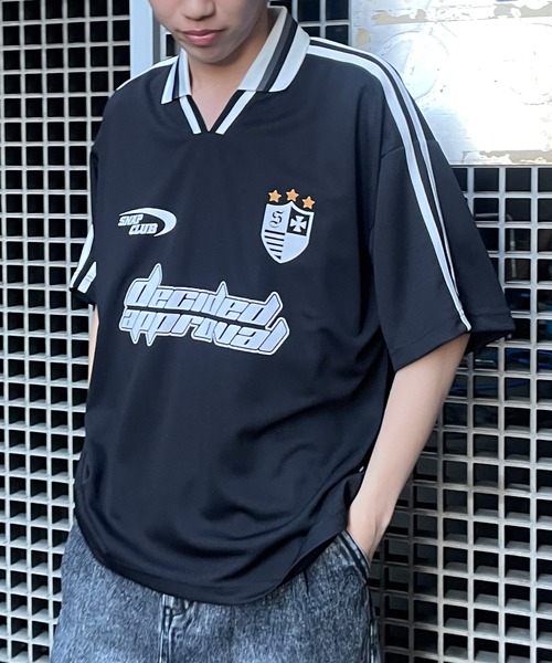 メンズ Tシャツ サイドライン ゲームシャツ サッカーシャツa0924 Revo. tシャツ オーバーサイズ サイドライン ゲームシャツ