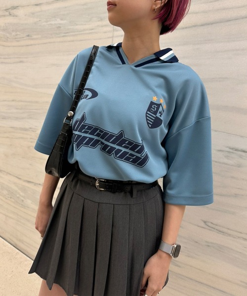 Snap club】サイドライン半袖ゲームシャツ（Tシャツ/カットソー