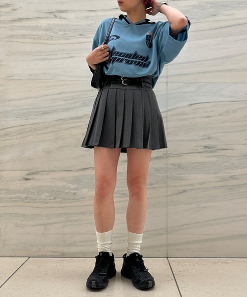 Snap club（スナップクラブ）の「【Snap club】サイドライン半袖ゲームシャツ（Tシャツ/カットソー・レディース・ブラック/グレイッシュブルー/アイボリー/ネイビー・M/L）」の18枚目の写真