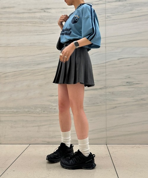 Snap club（スナップクラブ）の「【Snap club】サイドライン半袖ゲームシャツ（Tシャツ/カットソー・レディース・ブラック/グレイッシュブルー/アイボリー/ネイビー・M/L）」の8枚目の写真