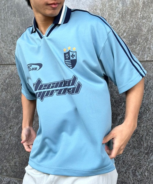 Snap club（スナップクラブ）の「【Snap club】サイドライン半袖ゲームシャツ（Tシャツ/カットソー・レディース・ブラック/グレイッシュブルー/アイボリー/ネイビー・M/L）」の12枚目の写真