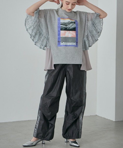 CREOLME（クレオルム）の「(CREOLME)サイドラインナイロンパンツ（その他パンツ・レディース・ブラック/ベージュ・SMALL/MEDIUM）」の4枚目の写真