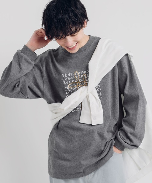 MUHET(ミュエータ)の「ロゴプリントロンT(Tシャツ/カットソー・レディース・オフホワイト/チャコールグレー・MEDIUM/X-LARGE)」の2枚目の写真