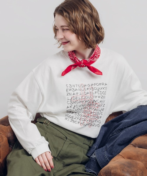 MUHET(ミュエータ)の「ロゴプリントロンT(Tシャツ/カットソー・レディース・オフホワイト/チャコールグレー・MEDIUM/X-LARGE)」の12枚目の写真