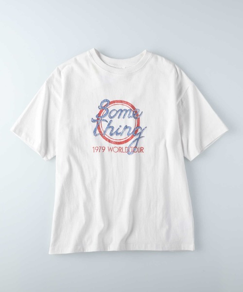 SOMETHING(サムシング)の「SOMETHING(サムシング)ロックTシャツ(Tシャツ/カットソー・レディース・オフホワイト・フリー)」の1枚目の写真