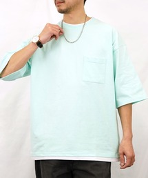 Burner（バーナー）の「【GROOVY STORE】オーバーサイズヘビーウエイト裾のぞき胸ポケTシャツ（Tシャツ/カットソー・メンズ）」