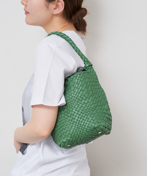 IENA(イエナ)の「【roberto pancani/ロベルトパンカーニ】INTRECCIATO BAG バッグ(ハンドバッグ・レディース・グリーン/アイボリー・FREE)」の3枚目の写真