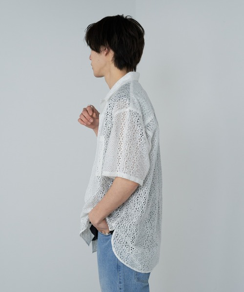 COLONY 2139（コロニートゥーワンスリーナイン）の「レース半袖シャツ（シャツ/ブラウス・メンズ・ホワイト/ブラック・MEDIUM/LARGE）」の9枚目の写真