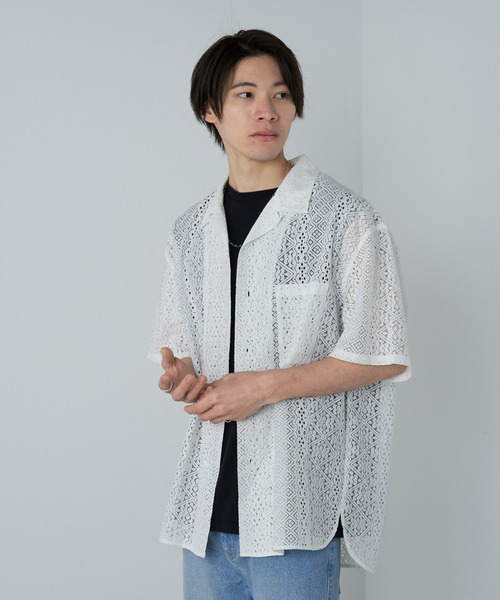 COLONY 2139（コロニートゥーワンスリーナイン）の「レース半袖シャツ（シャツ/ブラウス・メンズ・ホワイト/ブラック・MEDIUM/LARGE）」の12枚目の写真