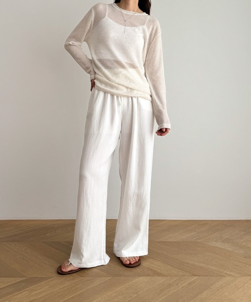 CANAL JEAN（キャナルジーン）の「El mar　リネン混リブロングTシャツ（Tシャツ/カットソー・レディース・オートミール/イエロー/ピンク/ブラック/グレー・ONE SIZE）」の10枚目の写真