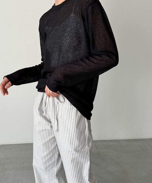 CANAL JEAN（キャナルジーン）の「El mar　リネン混リブロングTシャツ（Tシャツ/カットソー・レディース・オートミール/イエロー/ピンク/ブラック/グレー・ONE SIZE）」の22枚目の写真