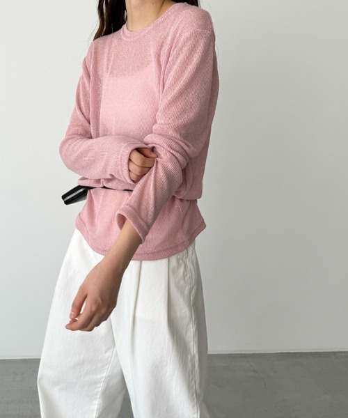 CANAL JEAN（キャナルジーン）の「El mar　リネン混リブロングTシャツ（Tシャツ/カットソー・レディース・オートミール/イエロー/ピンク/ブラック/グレー・ONE SIZE）」の14枚目の写真