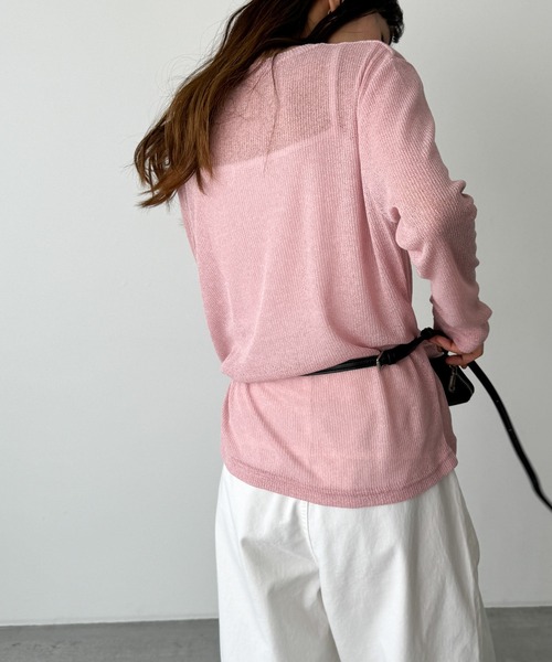 CANAL JEAN（キャナルジーン）の「El mar　リネン混リブロングTシャツ（Tシャツ/カットソー・レディース・オートミール/イエロー/ピンク/ブラック/グレー・ONE SIZE）」の15枚目の写真