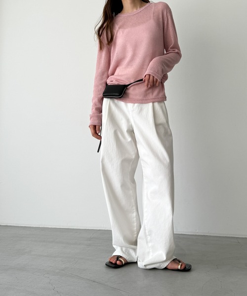 CANAL JEAN（キャナルジーン）の「El mar　リネン混リブロングTシャツ（Tシャツ/カットソー・レディース・オートミール/イエロー/ピンク/ブラック/グレー・ONE SIZE）」の16枚目の写真