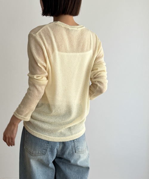 CANAL JEAN（キャナルジーン）の「El mar　リネン混リブロングTシャツ（Tシャツ/カットソー・レディース・オートミール/イエロー/ピンク/ブラック/グレー・ONE SIZE）」の12枚目の写真