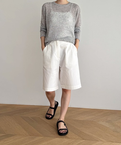 CANAL JEAN（キャナルジーン）の「El mar　リネン混リブロングTシャツ（Tシャツ/カットソー・レディース・オートミール/イエロー/ピンク/ブラック/グレー・ONE SIZE）」の7枚目の写真